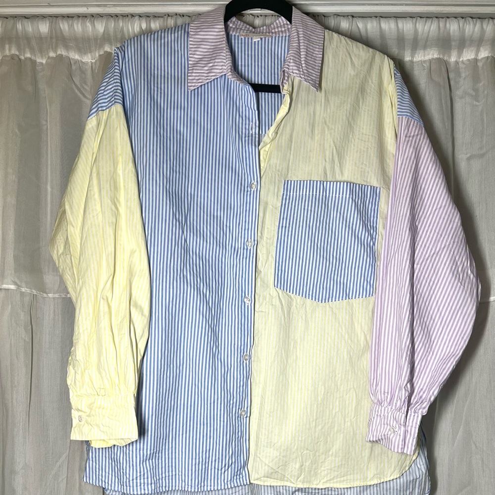 GB Color Block Striped Button Up